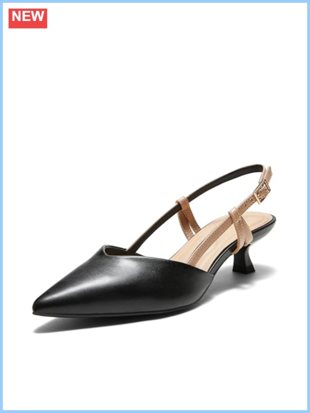 Slingback Kitten Heels Closed Pointed Toe Low Pump Dress Wedding Shoes